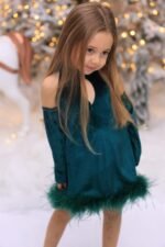 Green Velvet Dress - Görsel 5